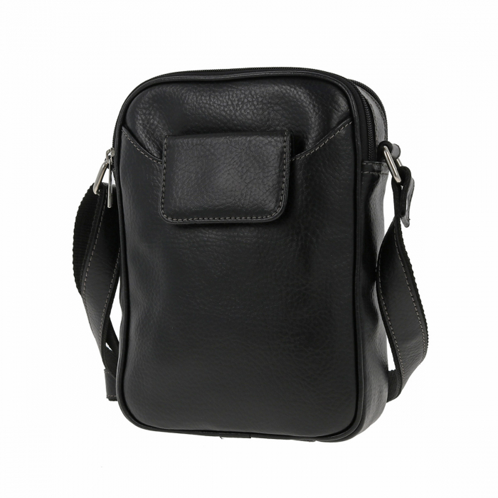 Borseta de barbati din piele naturala moale, model 045, Negru mat [5]
