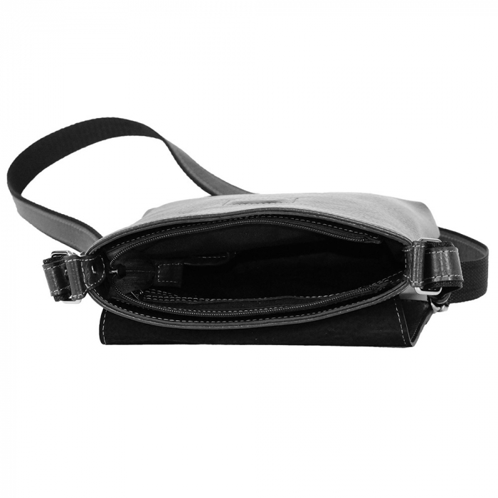 Borseta de barbati din piele naturala, model 055, Negru [4]