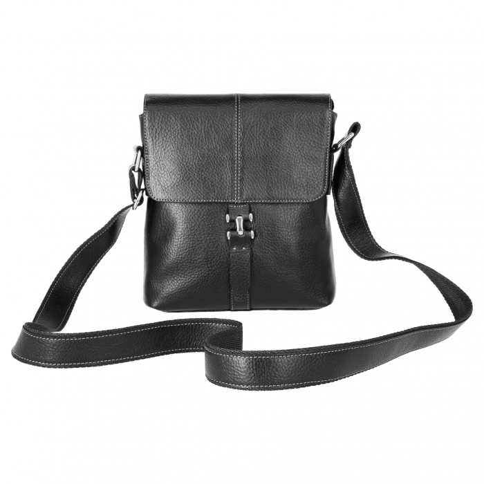 Borseta de barbati din piele naturala moale, model 064, Negru mat [2]