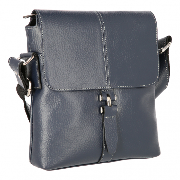 Borseta de barbati din piele naturala moale, model 064, Bleumarin mat [1]