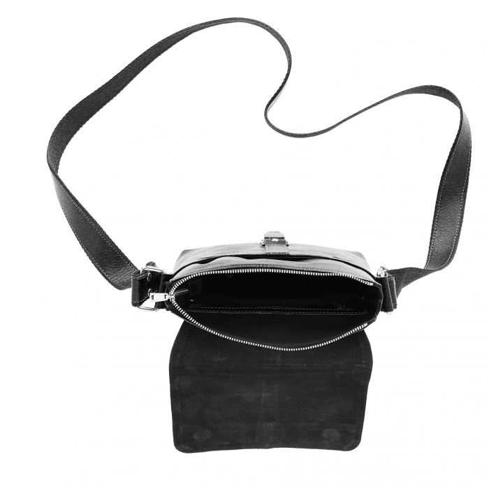 Borseta de barbati din piele naturala moale, model 064, Negru mat [6]