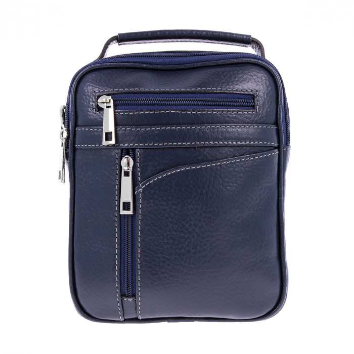 Borseta de barbati din piele naturala moale, model 071, Bleumarin mat [7]