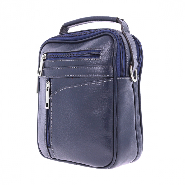 Borseta de barbati din piele naturala moale, model 071, Bleumarin mat [8]