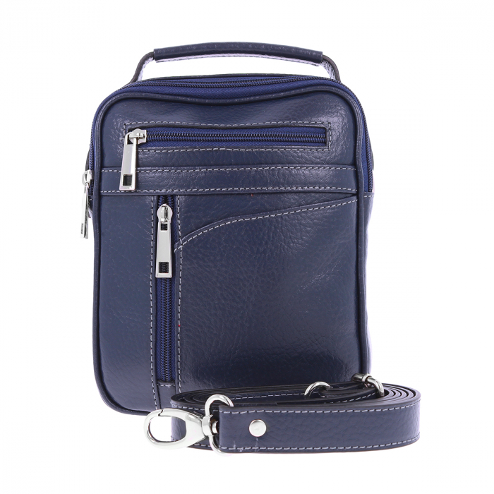 Borseta de barbati din piele naturala moale, model 071, Bleumarin mat [3]