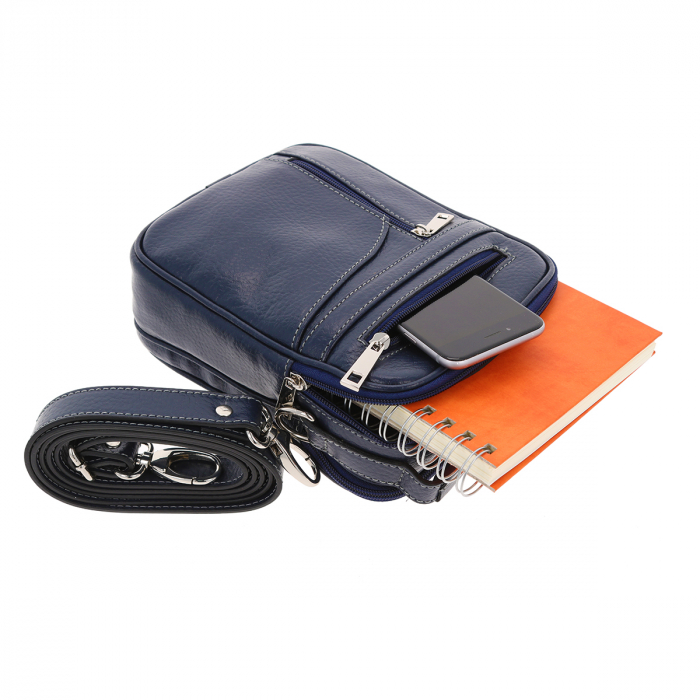 Borseta de barbati din piele naturala moale, model 071, Bleumarin mat [2]