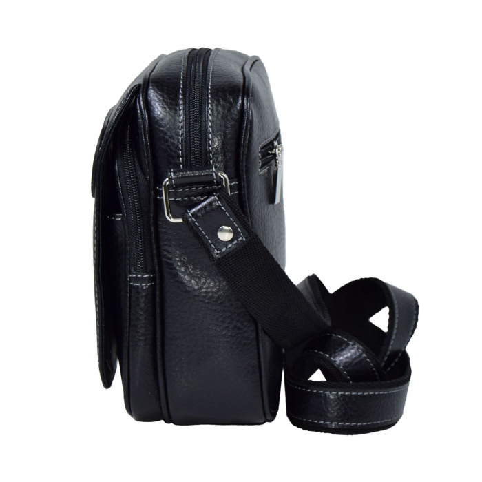 Borseta de barbati din piele naturala moale, model 02, Negru mat [5]