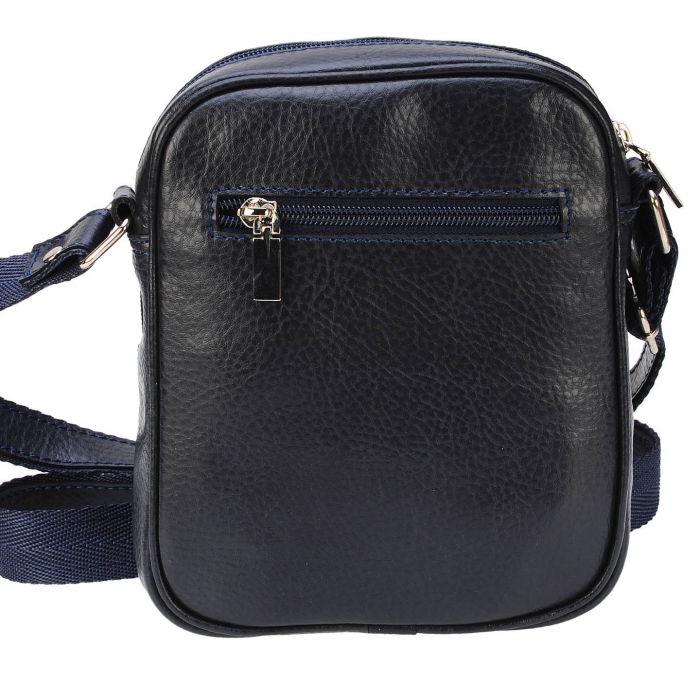 Borseta de barbati din piele naturala moale, model 02, Bleumarin mat [3]