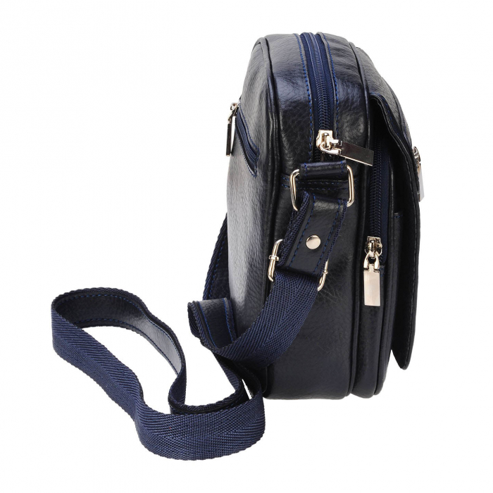 Borseta de barbati din piele naturala moale, model 02, Bleumarin mat [5]