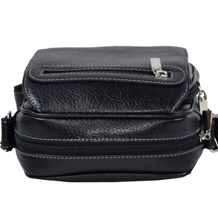 Borseta de barbati din piele naturala moale, model 02, Negru mat [6]