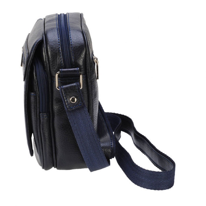 Borseta de barbati din piele naturala moale, model 02, Bleumarin mat [4]
