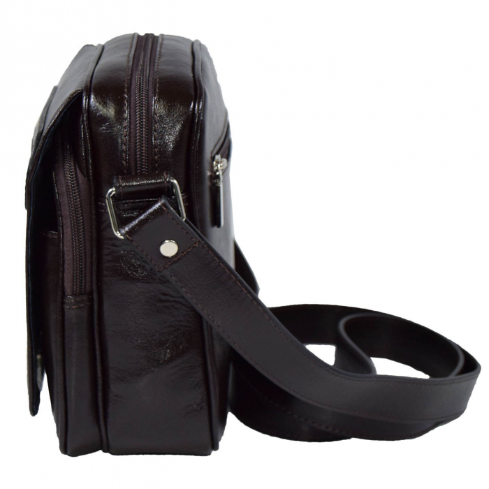 Borseta de barbati din piele naturala, model 02, Maro inchis [4]