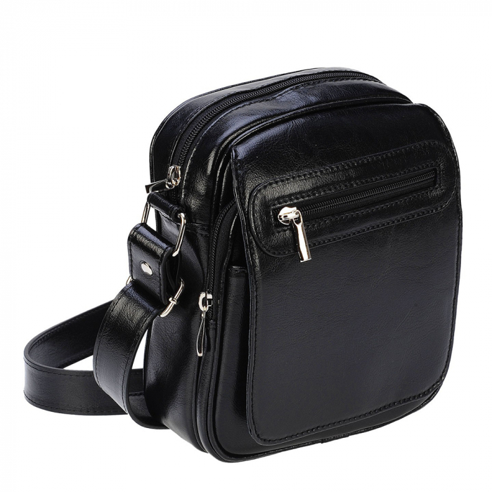 Borseta de barbati din piele naturala, model 02, Negru [1]