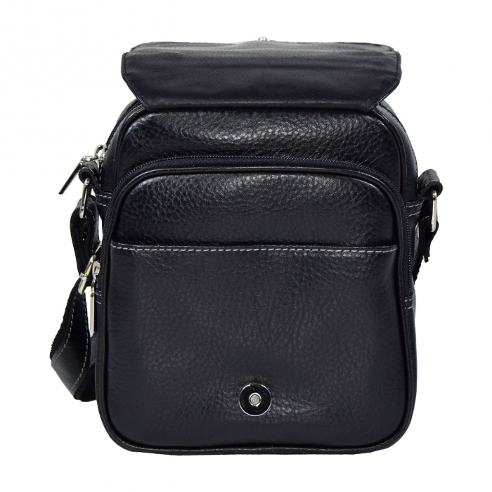 Borseta de barbati din piele naturala moale, model 02, Negru mat [4]
