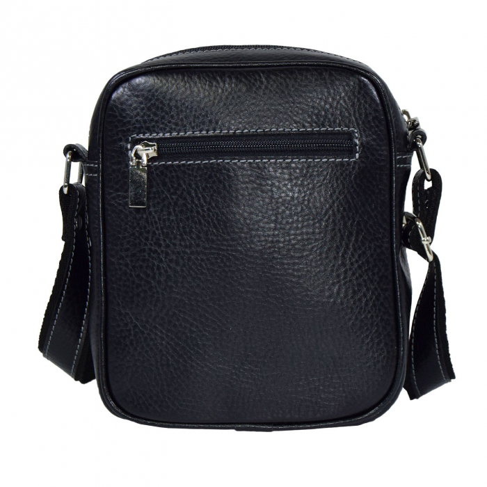 Borseta de barbati din piele naturala moale, model 02, Negru mat [3]