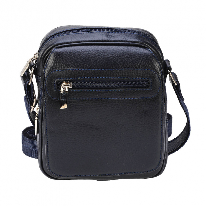 Borseta de barbati din piele naturala moale, model 02, Bleumarin mat [2]