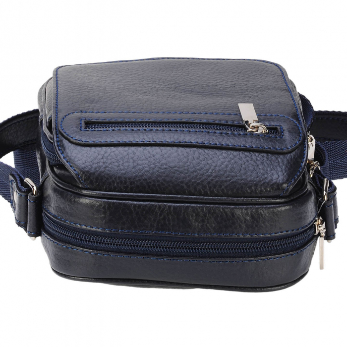 Borseta de barbati din piele naturala moale, model 02, Bleumarin mat [6]