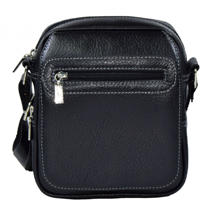 Borseta de barbati din piele naturala moale, model 02, Negru mat [2]