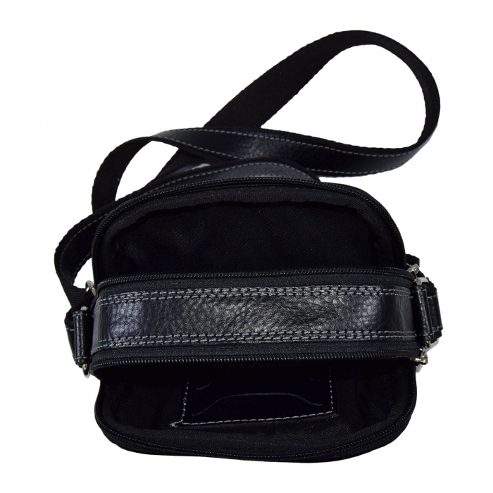 Borseta de barbati din piele naturala moale, model 026, Negru mat [4]