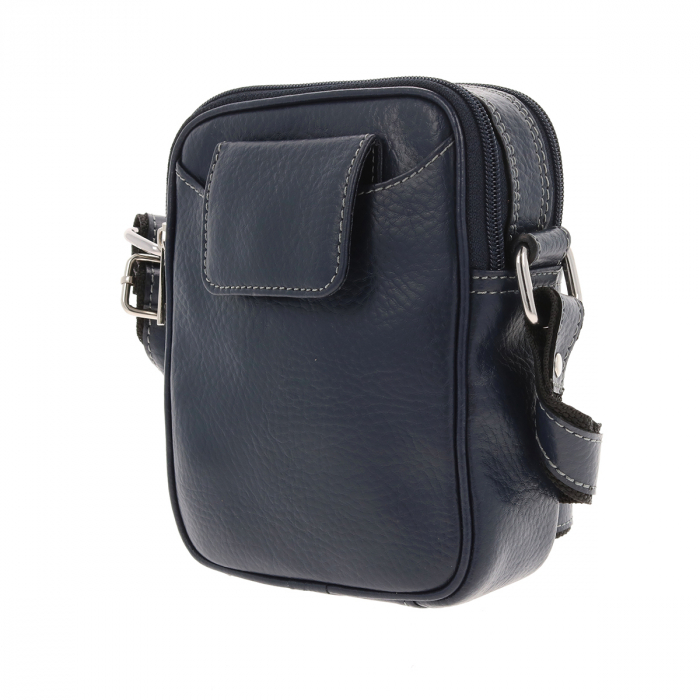 Borseta de barbati din piele naturala moale, model 026, Bleumarin mat [5]