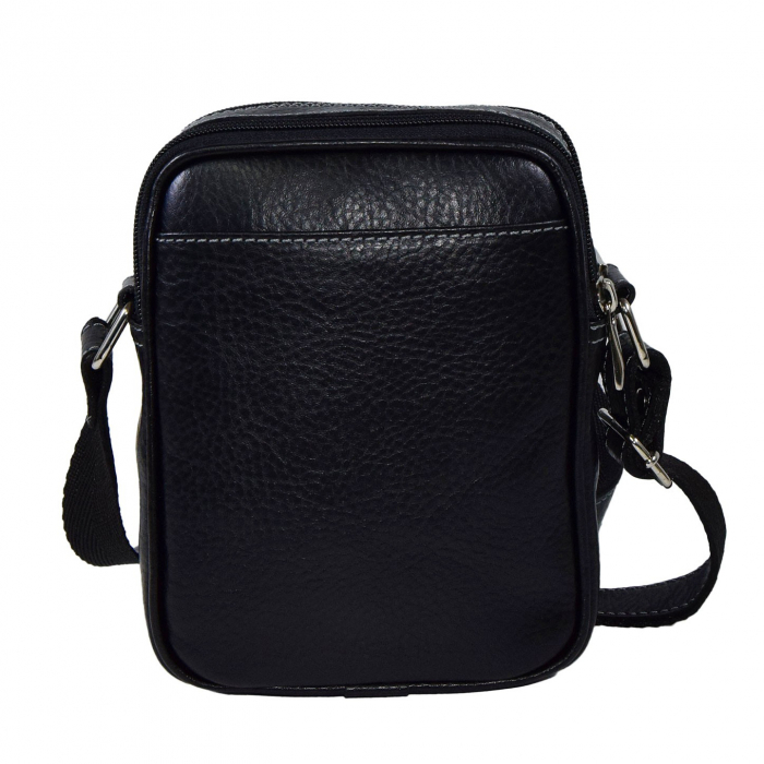 Borseta de barbati din piele naturala moale, model 026, Negru mat [2]
