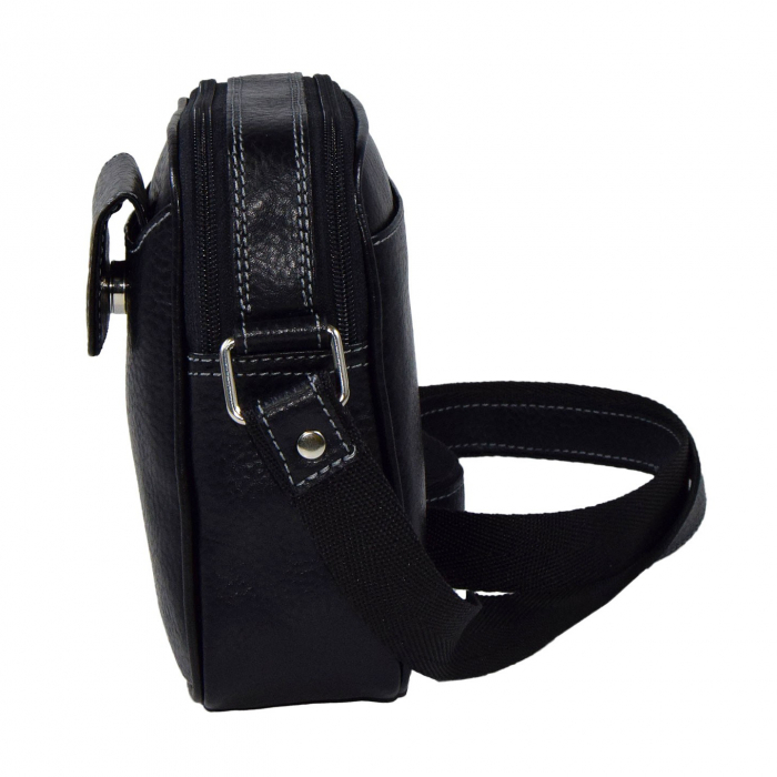 Borseta de barbati din piele naturala moale, model 026, Negru mat [3]