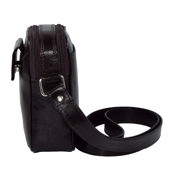 Borseta de barbati din piele naturala, model 026, Maro inchis [4]