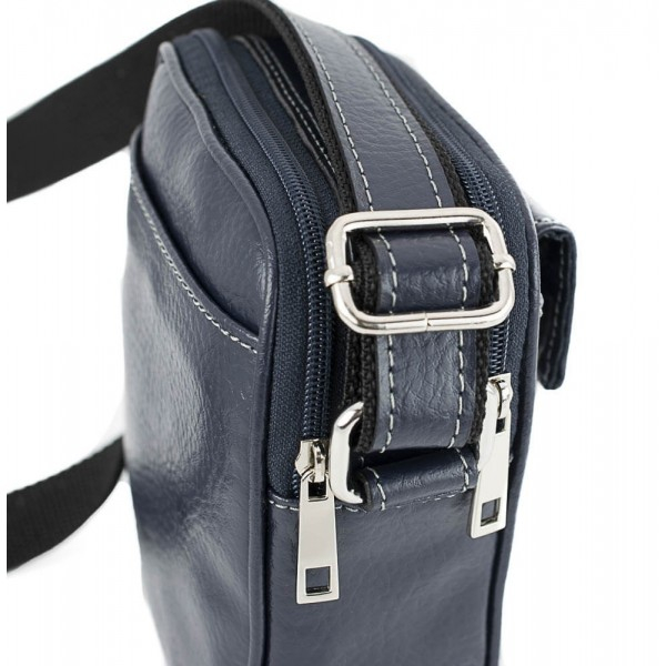 Borseta de barbati din piele naturala moale, model 026, Bleumarin mat [4]