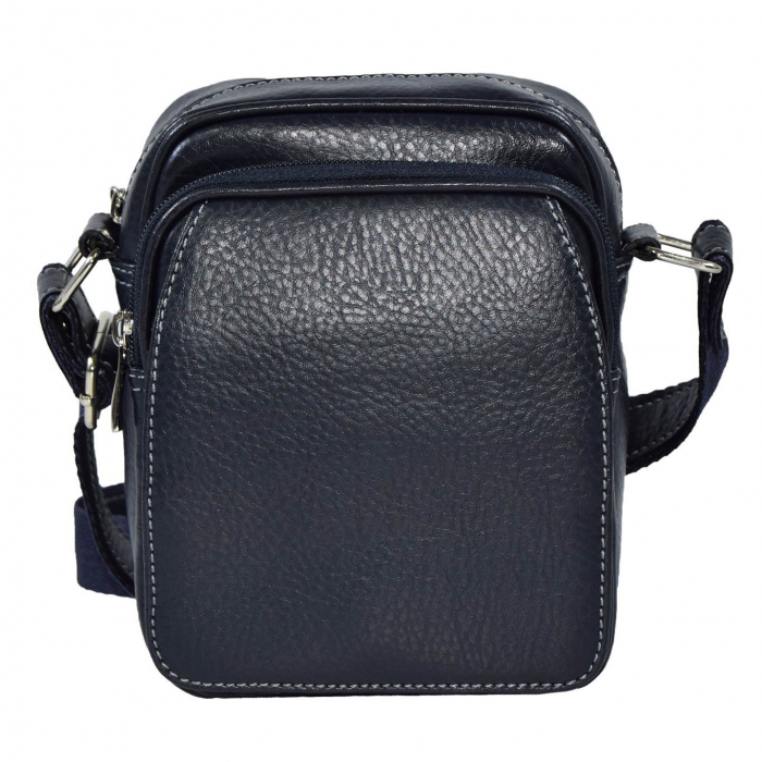 Borseta de barbati din piele naturala moale, model 03, Bleumarin mat [2]