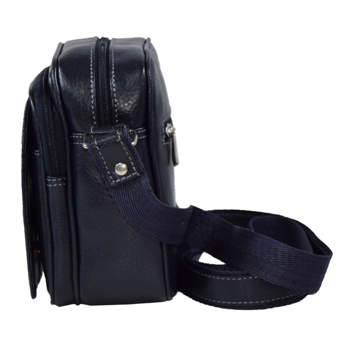 Borseta de barbati din piele naturala moale, model 03, Bleumarin mat [5]