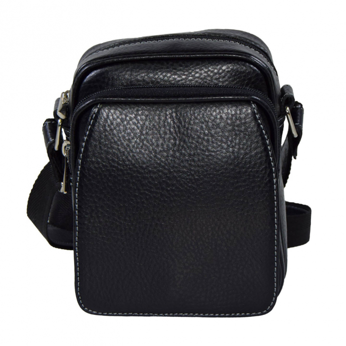 Borseta de barbati din piele naturala moale, model 03, Negru mat [2]