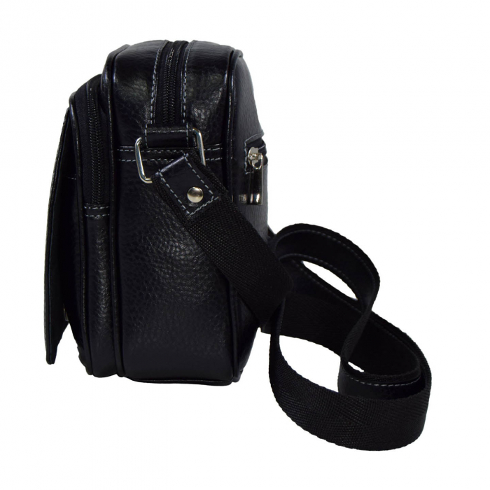 Borseta de barbati din piele naturala moale, model 03, Negru mat [4]