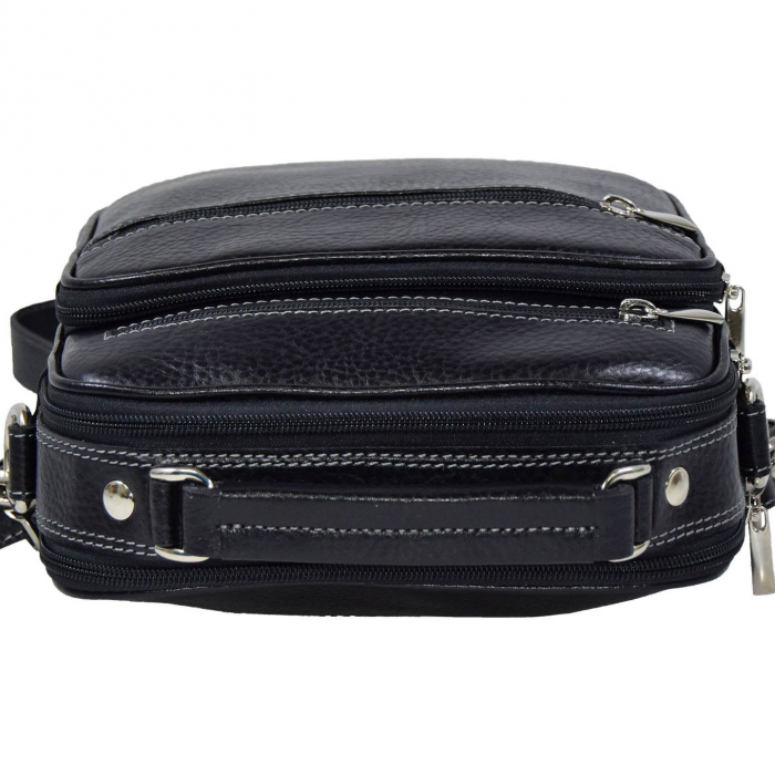 Borseta de barbati din piele naturala moale, model 030, Negru mat [5]