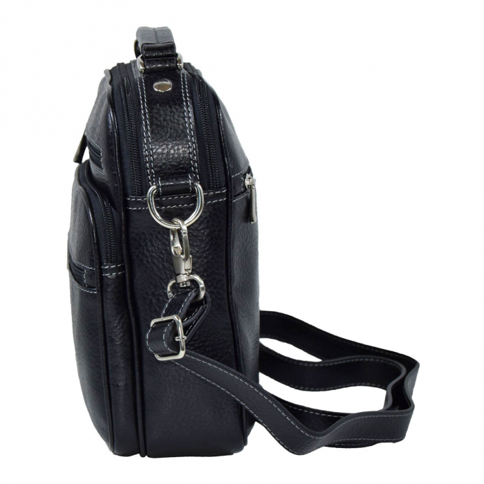 Borseta de barbati din piele naturala moale, model 030, Negru mat [4]