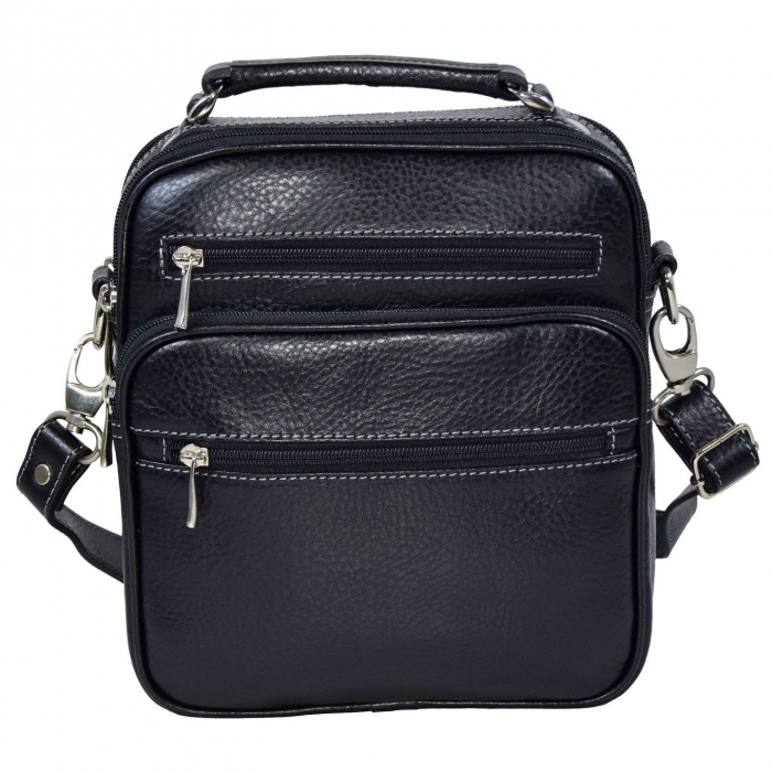 Borseta de barbati din piele naturala moale, model 030, Negru mat [2]