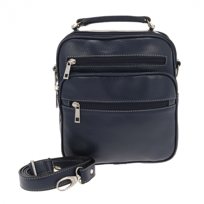 Borseta de barbati din piele naturala moale, model 030, Bleumarin mat [2]