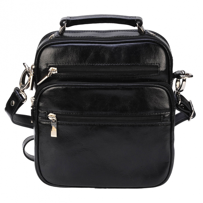 Borseta de barbati din piele naturala, model 030, Negru [2]