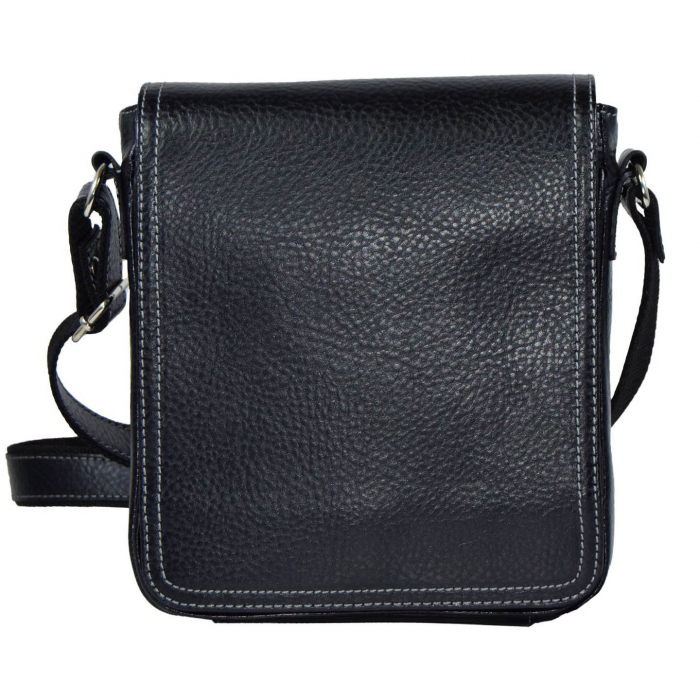 Borseta de barbati din piele naturala moale, model 05, Negru mat [2]