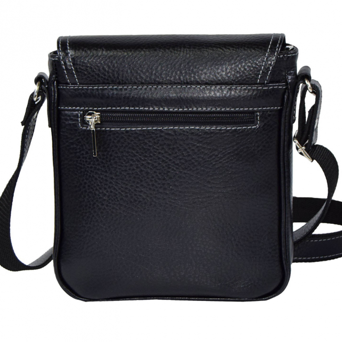 Borseta de barbati din piele naturala moale, model 05, Negru mat [3]