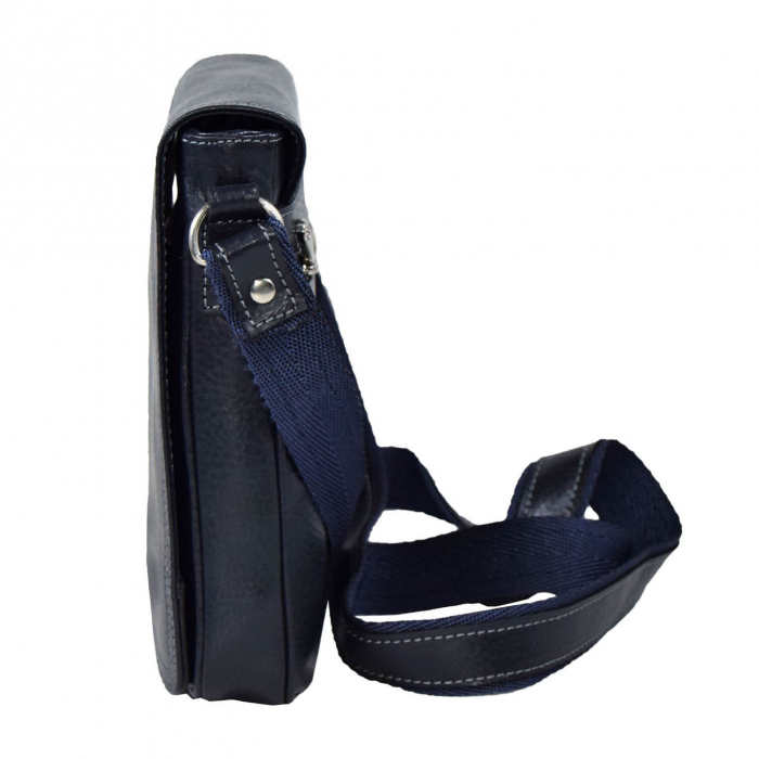 Borseta de barbati din piele naturala moale, model 05, Bleumarin mat [5]