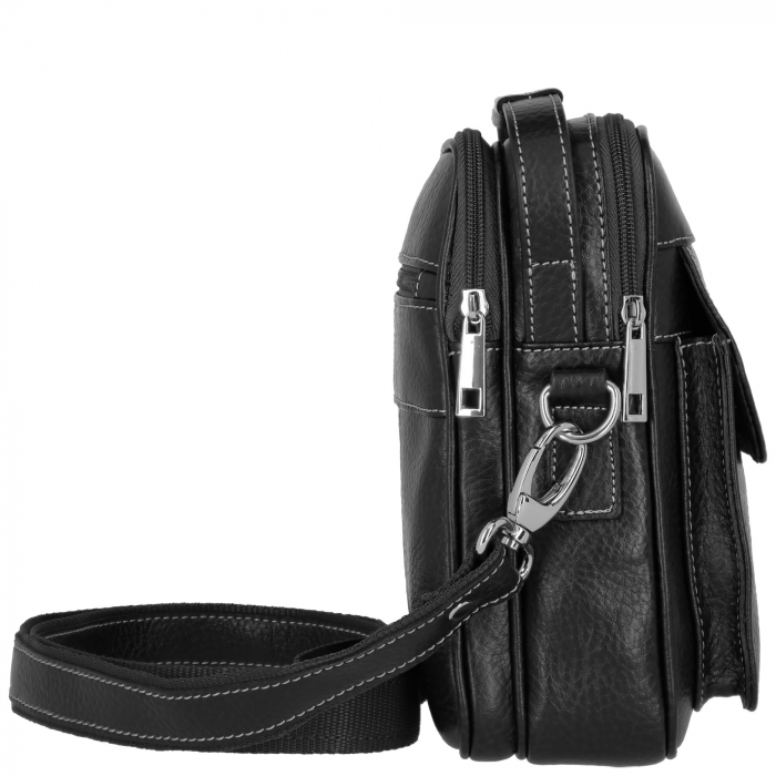 Borseta de barbati din piele naturala moale, model 065, Negru mat [4]