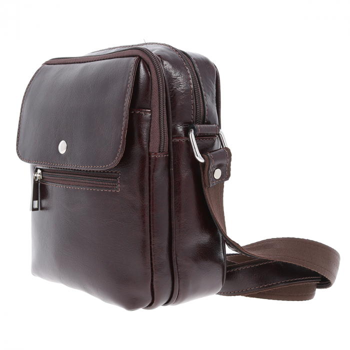 Borseta de barbati din piele naturala, model 066, Maro inchis [6]