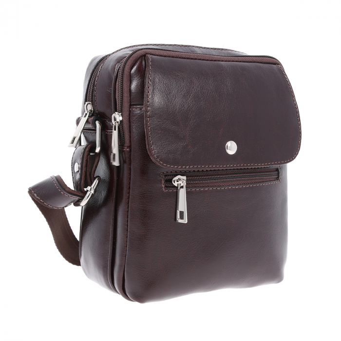 Borseta de barbati din piele naturala, model 066, Maro inchis [1]