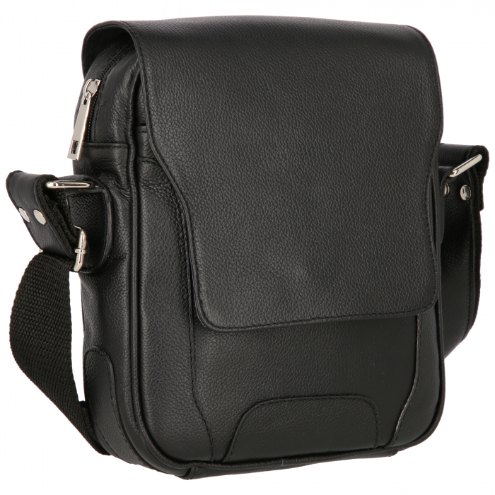Borseta de barbati din piele naturala moale, model 067, Negru mat [1]