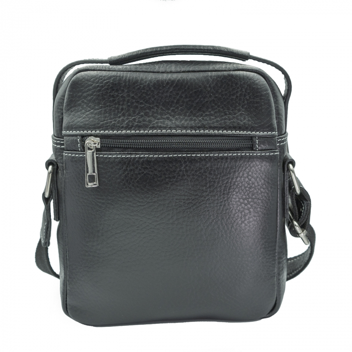 Borseta de barbati din piele naturala, model 074, Negru mat [3]
