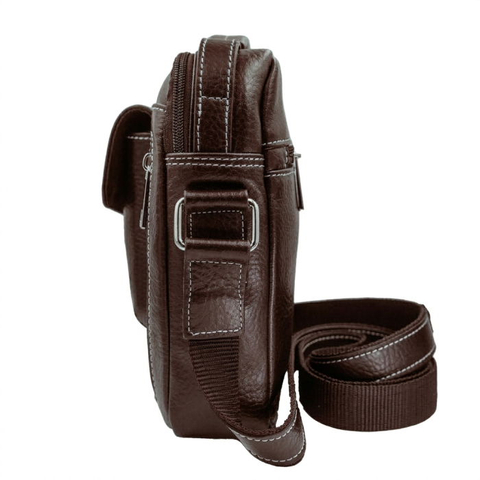 Borseta de barbati din piele naturala, model 074, Maro mat [3]