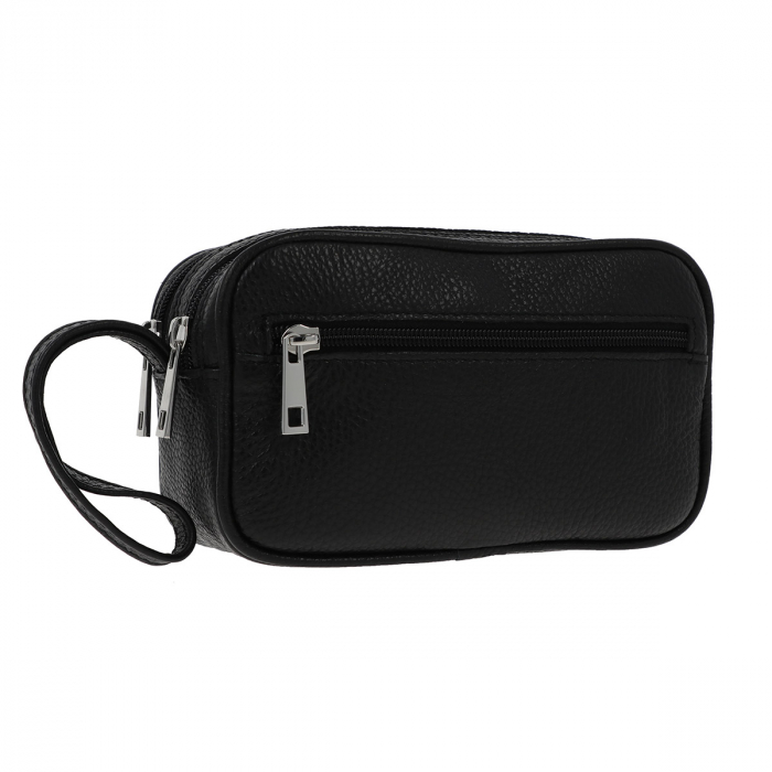 Borseta de barbati din piele naturala moale, model 013 de mana, Negru [6]
