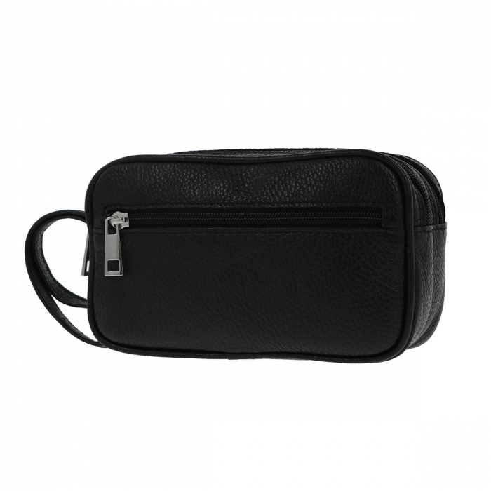 Borseta de barbati din piele naturala moale, model 013 de mana, Negru [5]