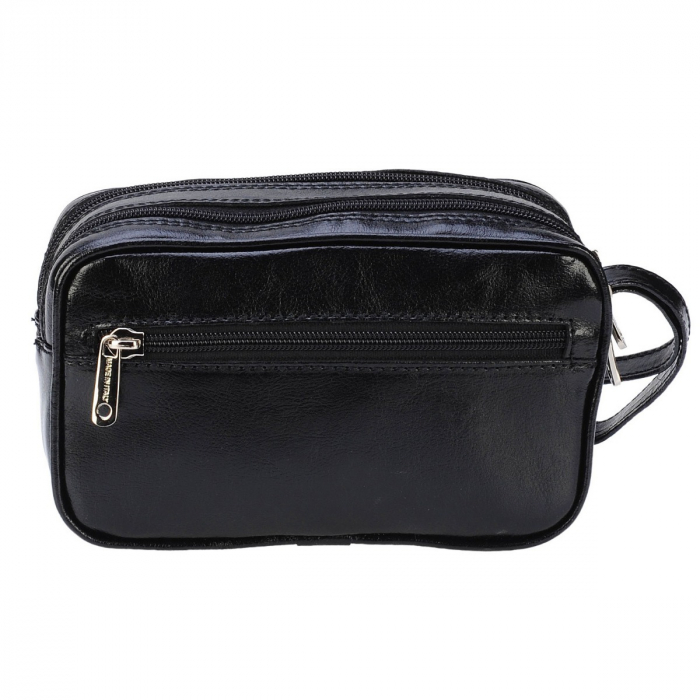 Borseta de barbati din piele naturala, model 013 de mana, Negru fildes [5]