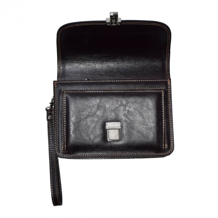 Borseta de barbati din piele naturala, model de mana A01, Maro vintage [5]