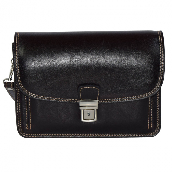 Borseta de barbati din piele naturala, model de mana A01, Maro vintage [2]